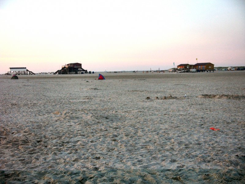 Blick ber den Strand von St. Peter.Ording am Abend, Sommer 2003