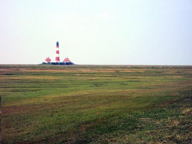 Blick zum Leuchtturm Westerhever, Sommer 2003