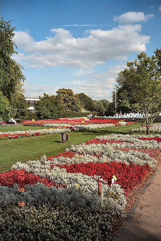 Blumenanlagen auf dem Gelnde der Erfurter Gartenbauausstellung im Sommer 1992