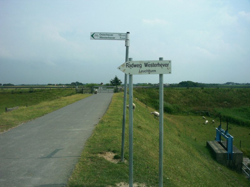 Deich bei St. Peter-Ording, Radweg zum Leuchtturm Westerhever, 2003