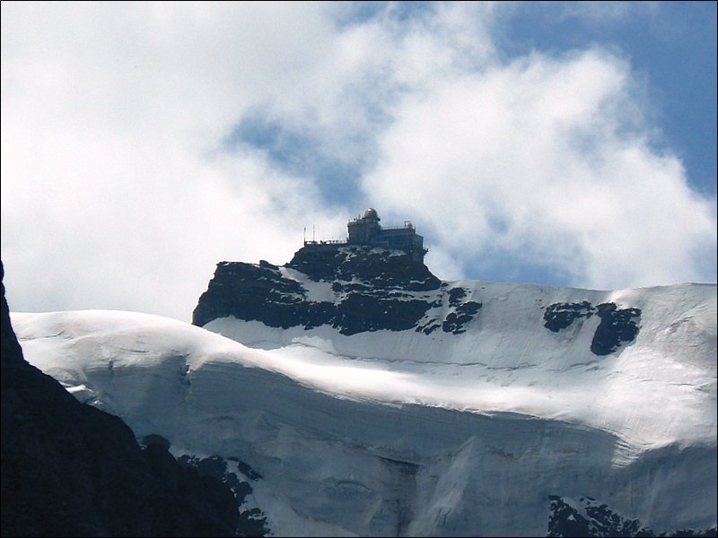 Die Sphinx am Jungfraujoch (3573 m) von der Kleinen Scheidegg aus gesehen am 30.07.08. (Hans)
