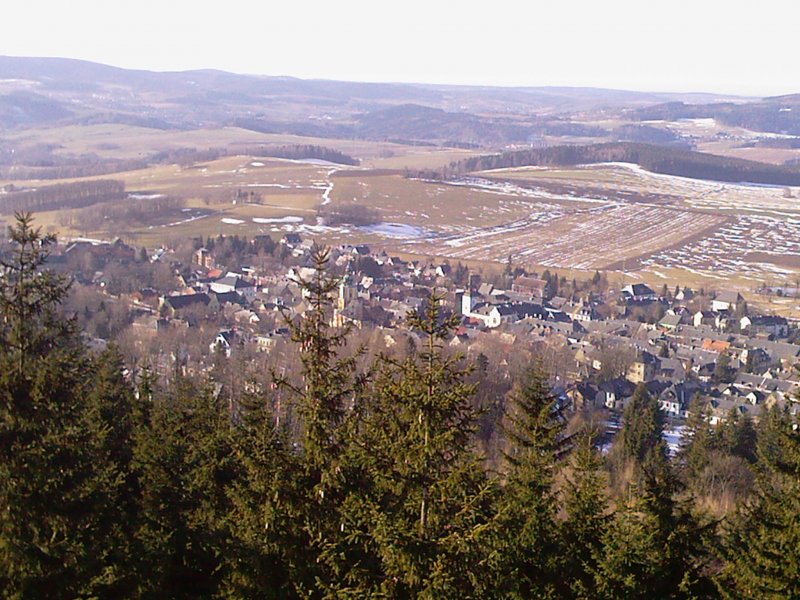 Die Stadt Scheibenberg im Winter 2008.