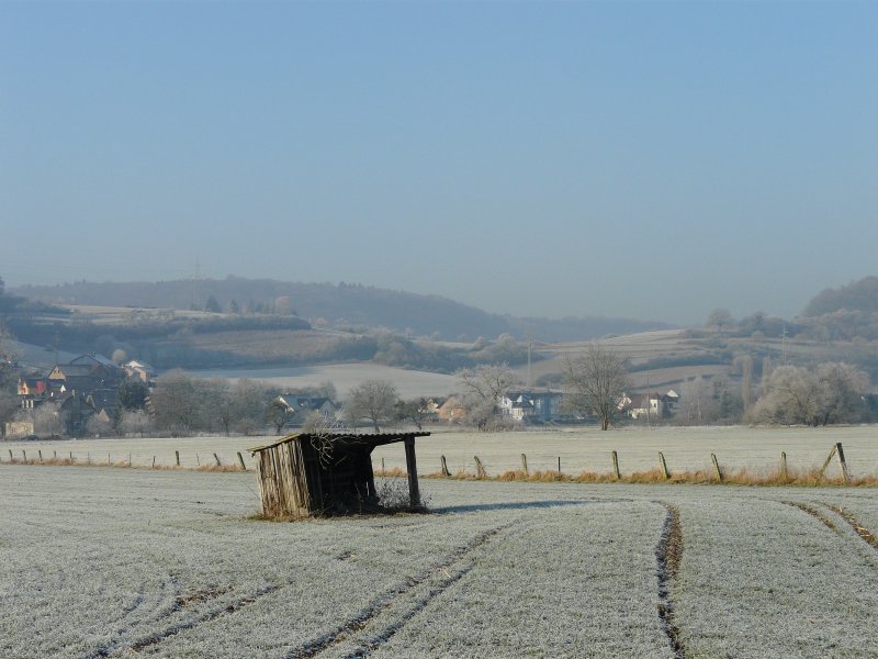 Dieser alte windschiefe Schuppen steht zwischen Lintgen und Mersch (Luxemburg). 22.12.07