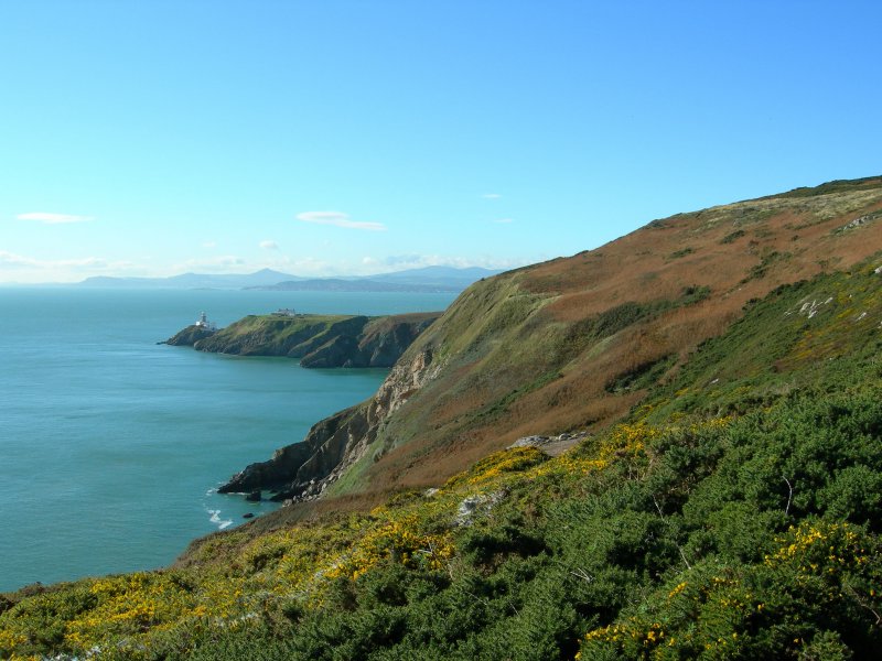 Felsen mwenkotbesudelt, die Luft seemwenzerkreischt, der Himmel in der Ferne wolkengeschmckt, die Irische See ruhig; nicht nur Wales und England weiter weg als der Horizont, auch Dublin scheint in weite Ferne gerckt, obwohl wissentlich nur fnfzehn Kilometer von hier entfernt - der Cliff Walk am Howth Head versetzt mich immer wieder aufs Neue in eine andere Welt.
Oktober 2006  