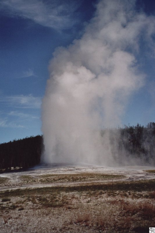 Im nordwestlichen Wyoming liegt der Yellowstone Nationalpark. Es handelt sich hierbei um den ltesten Nationalpark der Erde. Er wurde bereits im Jahr 1872 unter Naturschutz gestellt. Mit einer Flche von 8987 m gehrt er auch zu den grten Nationalparks. Seinen Namen erhielt er durch das gelbe Gestein welches man im Grand Canyon des Yellowstone vorfinden kann. Seit den Jahre 1978 gehrt er auch zum UNESCO Weltnaturerbe. Das Bild zeigt einen der wohl bekanntesten Punkte im Nationalpark, den Old Faithful Geysir (Der alte Getreue). Man findet ihn im Upper Geyser Basin (Den oberen Geysir Basin), wo wir ihn am 19. Juli 2006 bei unserer Rundreise durch die USA besuchten.