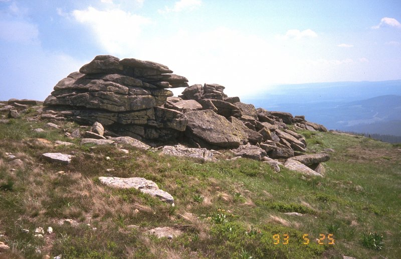 Klippe auf dem Brockengipfel, dig. Dia von 1993