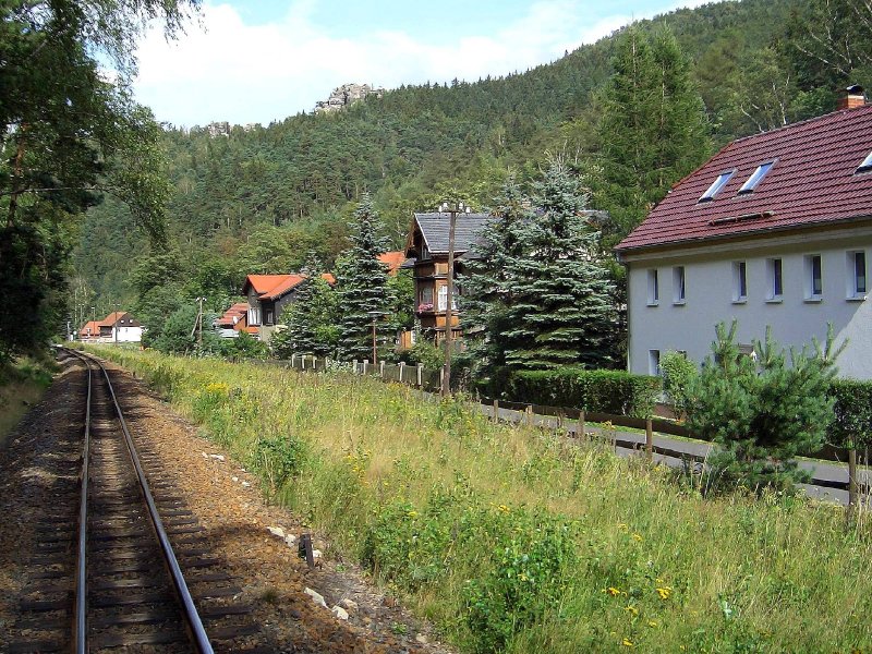 Kurort Oybin, Zittauer Gebirge.Im Hintergrund der Scharfenstein