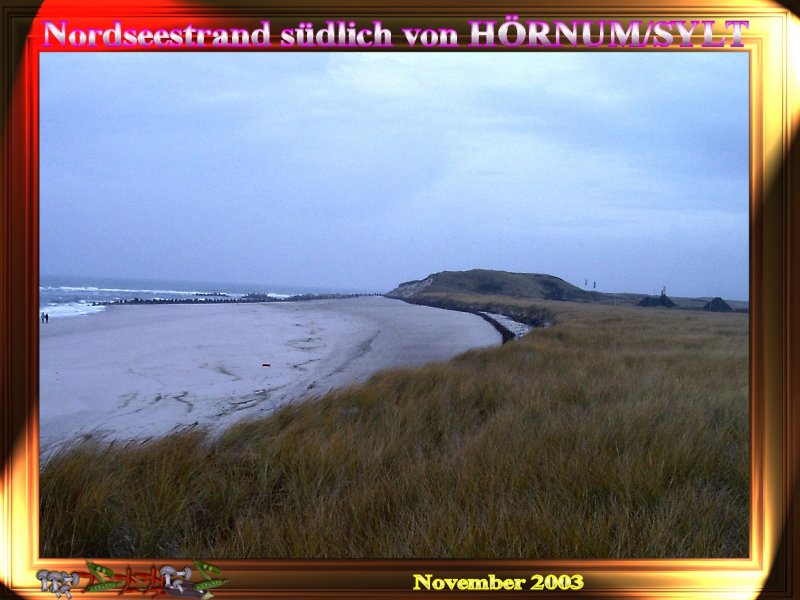 Nordseestrand Insel Sylt (Hrnum) in der Abenddmmerung, November 2003