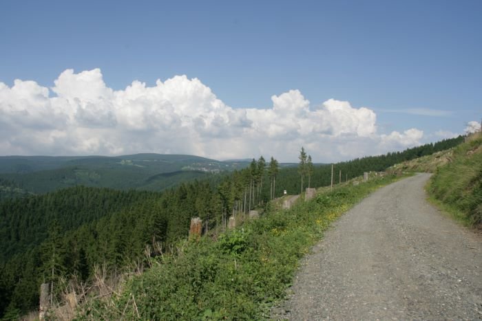 Nr. 153 - Schadenbeekskpfe. Oberhalb vpm Siebertal befinden sich die Schadenbeekskpfe. Von hier hat man einen schnen Blick ber das Siebertal und St. Andreasberg zum Wurmberg und Brocken.