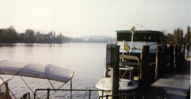 Rheinlandschaft bei Stein am Rhein, Schweiz 2000, bis zum Rheinfall sind es noch ein paar Kilometer