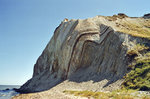 Moler-Formation in einem Steilküstenabschnitt auf Fur (vom Analogfoto).