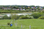 Am Gendarmenpfad zwischen Pattburg (dänisch Padborg) und Krusau (dänisch Kruså). Der Gendarmstien wurde nach der dänischen Grenzgendarmerie (Grænsegendarmeriet) benannt. Die dänischen Grenzgendarme nutzten den Gendarmstien für Patrouillengänge, die sie abschnittsweise zu Fuß zurücklegten. Aufnahme: 28. Mai 2023.