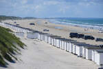 Aussicht von den D�nen �ber den Strand s�dlich von L�kken an der Nordsee. 
Aufnahme: 11. Juni 2026.