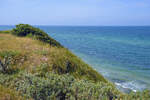 Blick auf Kattegatt vom Heatherhill bei Vejby Strand (Nordseeland). Aufnahme: 22. Juni 2023.