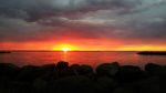 Sonnenaufgang im dänischen Hafen Fynshavn am Fähranleger zur Insel Ærø am 23.