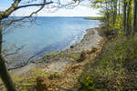 Aussicht vom Kobbelskov auf die Flensburger Förde. Der Wald von Kobbelskov befindet sich im südöstlichen Teil der Halbinsel Broagerland (Nordschleswig/Sønderjylland). Aufnahme: 22. April 2024.