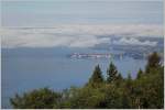 Blick ins Nachbarland: Vom Pfänder (Österreich) auf Lindau ( Deutschland).