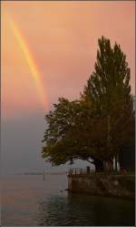 Regenbogen ohne Blau über dem Bodensee. September 2015.