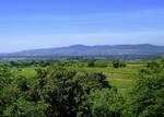 Landeck, Blick von der Burgruine Landeck zum Kaiserstuhl, Juni 2022