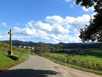 Blick vom südlichen Schönberg zu den Schwarzwaldbergen und den Ort Wittnau, Okt.2014