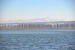 ALLENSBACH, 20.02.2015, Blick über den Bodensee auf die schneebedeckten Schweizer Alpen