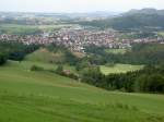 Aussicht vom Rechberg auf den gleichnamigen Ort am Nordrand der Schwbischen Alb (28.06.2012)