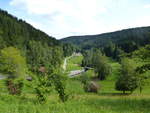 Nagoldtalsperre, Blick vom Staudamm fluabwrts ins Nagoldtal, Aug.2017