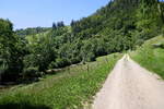 Schwarzwald, Rad-und Wanderweg im Wiesental, auf der Trasse der bis 1968 verkehrenden Kleinbahn von Schopfheim bis Todtnau, Juli 2020