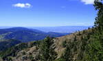 Blick vom Belchen im S�dschwarzwald zum 1165m hohen Hochblauen links, am Horizont die Vogesen, Sept.2026
