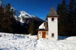Berhmte Kapelle auf der Khrointalm im Nationalpark Berchtesgaden.Die Kapelle liegt auf 1400 Hhenmeter.
Aufnahme im Januar 2009