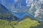 Blick auf Königssee vom Jenner im Berchtesgadener Land. Aufnahme: Juli 2008.