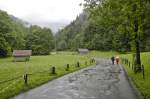 Partnachklamm - Vom Parkplatz des Olympia-Ski-Stadions in Garmisch-Partenkirchen erreicht man die Klamm bequem zu Fuß  Aufnahme: Juli 2008.