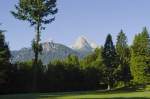 Blick auf Watzmann vom Ortsteil Staub im Berchtesgaden.