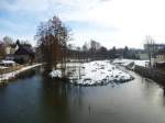 Hier der Blick auf die schsiche Saale sowie auf die Hellersinsel in Schwarzenbach an der Saale.