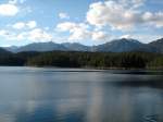 Blick ber den Eibsee am Fue der Zugspitze, Aug.2006