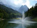 Blick ber den Riessersee bei Garmisch-Partenkirchen, im Hintergrund das Zugspitzmassiv, Sept.2014