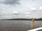 Blick zum Grunewaldturm, Foto im Sommer 2007 vom Schiff aus