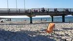 Unter der Seebrücke von Binz auf der Insel Rügen am 30.06.25.