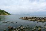 Blick zurück auf der Wanderung an das Ende vom Nordperd über die flache Küste des Mönchguts von Göhren über Baabe bis nach Sellin  (Rügen, Mai 2011)