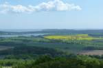 Blick von der Aussichtsplattform vom Mittelturm Jagdschloss Granitz in Richtung Selliner See und Baabe (Mönchgut- Rügen, Mai 2011)