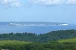 Blick von der Aussichtsplattform vom Mittelturm Jagdschloss Granitz in Richtung Sassnitz und die Kreideküste (Mönchgut- Rügen, Mai 2011)