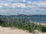 Blick vom Ostseestrand bei Rosenhagen (NWM) ber die Lbecker Bucht auf Travemnde; 07.07.2010
