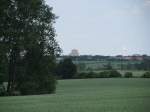 Blick auf Wismar-Wendorf mit dem Hochhaus, 06.06.2008