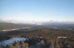 Blick am Nachmittag des 15.01.2012 von der Skisprungschanze auf dem Wurmberg ber den Ostharz mit Schierke im langgestreckten Tal der Kalten Bode und Elbingerode.