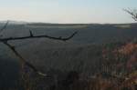 Nebelwolken jenseits der Harzer Berge; Blick am Morgen des 22.10.2012 von den Hahnenkleeklippen Richtung Sdwesten...