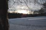 Kurz vor Sonnenuntergang; Blick am spten Nachmittag des 07.12.2012 von der Allee an der Rathaus-Skiwiese in Braunlage...