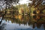 Der Silberteich bei Braunlage an einem schnen Oktobertag; Aufnahme vom Nachmittag des 22.10.2013 vom Westufer...