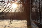 Morgensonne über dem Tal mit Braunlage; Blick am 13.02.2016 von der Allee hinter dem Rathaus...