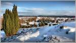 Blick vom winterlichen Turmberg im Dezember 2012, auf Bockelmanns Heide. Blickrichtung ist Wilsede, im Sommer sieht man von hier oben, die zahlreichen Besucher mit den Kutschen fahren.