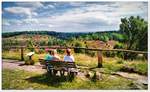 Panorama-Blick über den Totengrund in der Lüneburger Heide bei Wilsede.